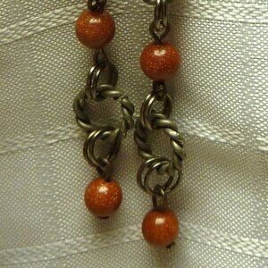 No 149 Handmade earrings with polished stones and antique rings